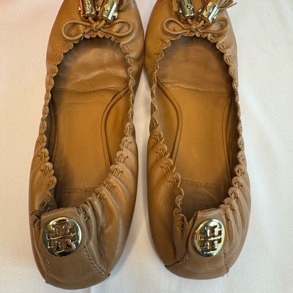 Tory Burch Reece-Mostico Leather Ballet Flats Size 7.5 Color Royal Tan - Picture 5 of 13
